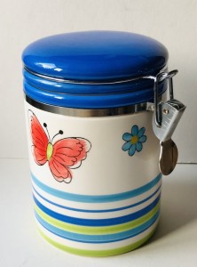 Porcelnskrukke med patent luk Siaki