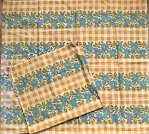 Retro bomuldsgardiner 2 stk. 89x97 cm
