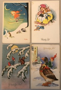 Postkort jul lot med 4 stk.