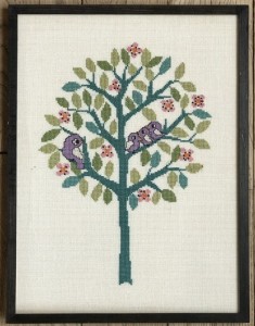 Broderet indrammet billede 31,5 x 41 cm