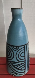 Keramikvase duebl m. sort decor